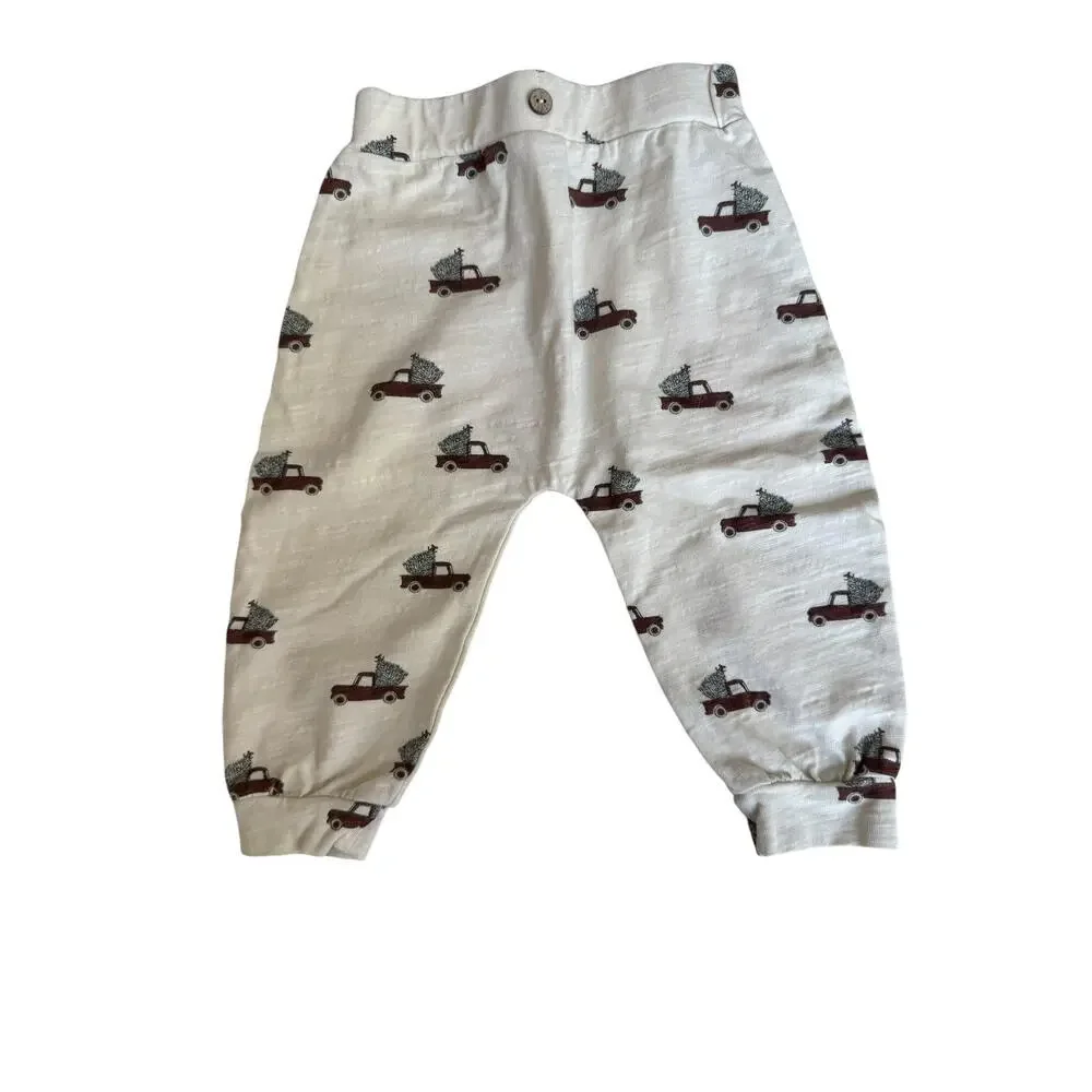 Rylee + Cru Baby Cream Brown Trucks Pants Size 6-12 M